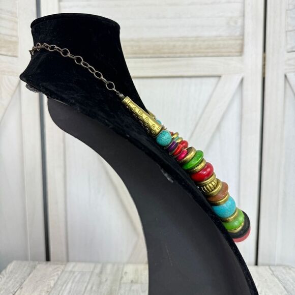 Chunky Beaded Multicolor Statement Necklace Boho Western - Picture 3 of 8